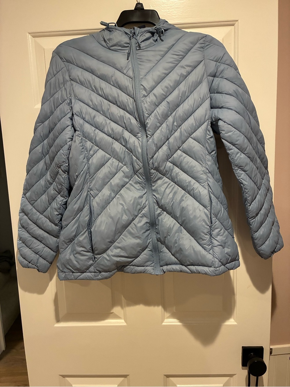 Lands' End Light Blue Quilted Hooded Puffer Jacket - Women's